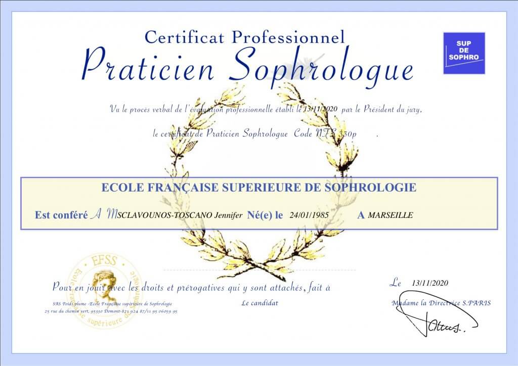 certificat professionnel RNCP sophrologue